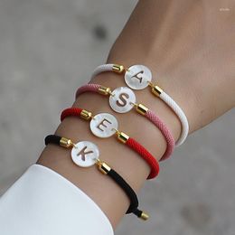 Charm Bracelets Fashion Shell 26 Initial Letter Women Bracelet Heart Flowers Star Imitation Pearl For Jewellery Gift