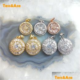 Pendant Necklaces 5Pcs Round Delicate Rose Gold Clear Cubic Zircon Sier Plated Necklace Brass Charms Women Handmade Girls Jewellery Dr Dhsri