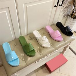 Designer Slippers Women Jelly Sandals Chunky Rubber Slides Double Letter Platform High Heels Embossed Candy Colour Slipper Flip Flops