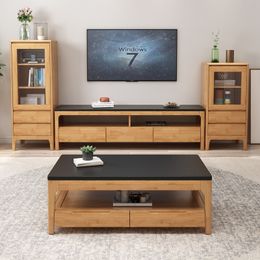 Solid Wood Tea Table tv -kast Noordelijke moderne eenvoudig lichte luxe vuursteen vloer kast kleine appartementen set combinatie
