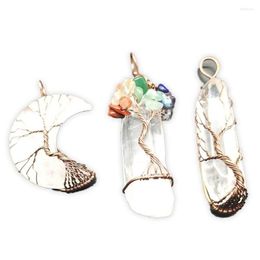 Pendant Necklaces 3 Pieces Moon Necklace Elegant Tree Of Life Wire Wrap Ring Fashion Accessory Valentines Day Gemstones For Daily We Dhfxe