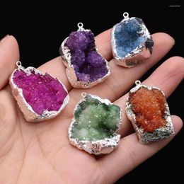 Pendant Necklaces Natural Druzy Stone Irregural Plating Silver Agates For Jewerly DIY Necklace Bracelet Accessories Making