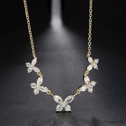 Fashion Butterfly Wedding Necklaces for Women Aesthetic Gold Colour Zircon Choker Chain on Neck Accessories Jewellery