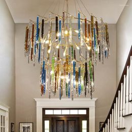 Chandeliers Modern Crystal Chandelier Lighting Colourful Pendant Hanging Light Luxury Glass Drops Restaurant