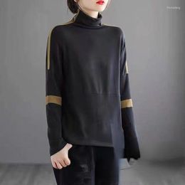 Women's T Shirts T-shirt Top Women's Long-Sleeve Autumn And Winter Half High Collar Lace Spliced Bottoming Shirt For Women Solid Thin