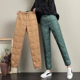 Capris Winter Warm Cotton Down Straight Pants Women Solid Colours Plus Size 4XL Mom Pants Casual Thicking Sweatpants Oversize Trousers