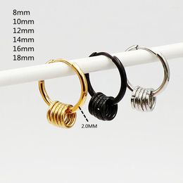 Hoop Earrings Size8-18mm 2mm Line Stainless Steel Round Shape Vacuum Plating No Easy Fade Allergy Free