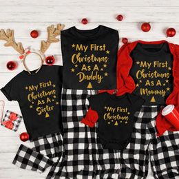 Family Outfits New family Christmas shirt First Christmas as a parent brother sisters T-shirt baby's first Christmas jumpsuit Family look set G220519
