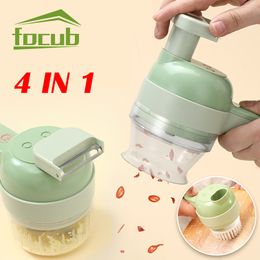 Fruit Vegetable Tools High Quality 4 In 1 Multifunctional Electric Cutter Slicer Garlic Mud Masher Chopper Cutting Pressing Mixer FoodSlicer 230518