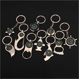 Other Home Garden Compass Key Ring Outdoor Bottle Opener Mtifunctional Zinc Alloy Keyring Cam Hiking Mini Gifts Drop Delivery Dhogg