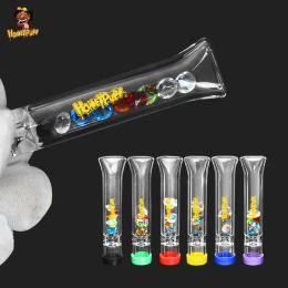 Smoke Shop New Arrival Glass Cigarette Pipe With Lid 2.8*0.31 Inches Glass One Hitter Pipe Tip Tobacco Smoking Pipe