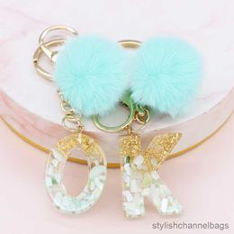 Keychains Fluffy Green Rabbit Fur Ball Keychains Glitter Key Rings Key Holder Trendy Jewelry Bag Gifts