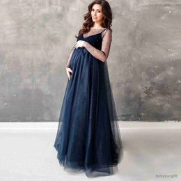 Sexy Maternity Dresses Photography Long Pregnancy Photo Shoot Prop For Baby Showers Party Rainbow Tulle Pregnant Women Gown R230519