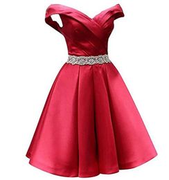 Short Homecoming Dresses V-Neck Satin Beading A-Line Party Gowns Princess Lace-up Plus Size Mini Birthday Prom Graudation Cocktail Party Gowns 29