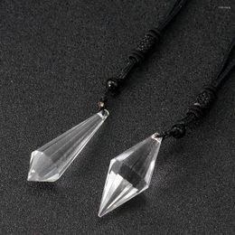 Pendant Necklaces Crystal Quartz Prism Single Pointed Rhombic Obelisk Energy Stone Necklace Wand Chakra Charm Amulet Dangle Choker Jewelry