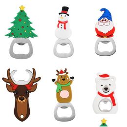 Openers Portable Christmas Bottle Opener Stainless Steel Snowman Xmas Tree Bear Deer Santa Shaped Gift Kitchen Tool Drop Delivery Ho Dhjtk