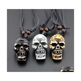 Pendant Necklaces Men Womens Imitation Yak Bone Carving Horror Devil Skl Halloween Necklace Amet Gift Mn600Pendant Drop Delivery Jew Dhx3U