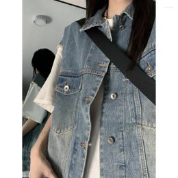 Women's Jackets Deeptown Streetwear 90s Grunge Denim Women Vintage Harajuku Oversize Sleeveless Tops Hippie Korean Style Solid Jacket