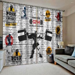 Curtain Modern Thick Blackout Curtains Fitness WeightliftingCurtains For The Bedroom Printing Gym Wall Window Decor