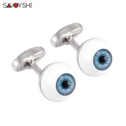 SAVOYSHI Funny Eyeballs Cufflinks for Mens Shirts Cuff Accessories High Quality Gift Cuff links Fashion Jewellery Free Engraving