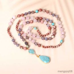 Colourful Beaded Crystal Tassel Pendant Yoga Necklace Fashion Elegant Natural Stone Pendant Necklace Jewellery