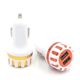 Dual USB Ports Car Charger 5V 2.1A Mini Plug ABS Auto Charger Adapter For Samsung iPhone Xiaomi