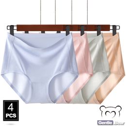 Women's Panties Gentle.Bear Ice Silk Underwear Women Seamless High Waist Panties 4XL Plus Size Breathable Ladies Briefs Elastic Sofe ingerie 230518