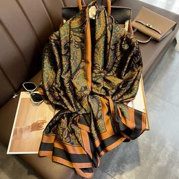 Designer Silk Scarf Female Foulard Long Shawls Scarves Cashew printing Lady Hijab Luxury New Bandana Beach Cover-ups Wraps 2022 G220513