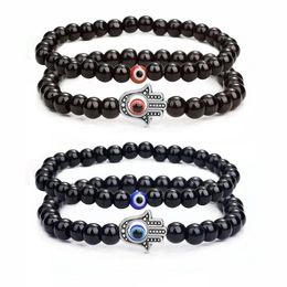 Beaded 2Pcs Evil Blue Eye Bracelet For Women Mens Strands Couple Jewellery Hand Charm Bracelets Psera Drop Delivery Dhgarden Dh5J9