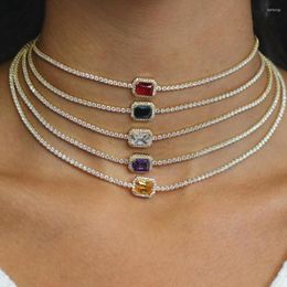 Pendant Necklaces HIBRIDE Fashion Rectangle Cubic Zirconia Chokers For Women Party Anniversary Dinner Dress Jewellery Bijoux Femme N-1864