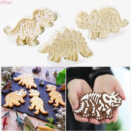 Baking Moulds 3D Dinosaur Cookie Cutters Mold Biscuit Embossing Mould Sugarcraft Dessert Fondant Cake Decoration Tool 3pc 230518