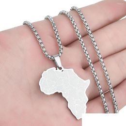 Pendant Necklaces Qiamni Stainless Steel Africa Map Country Necklace Choker Collar Chain Fashion Jewelry Friends Party Gifts For Wom Dh0Ys