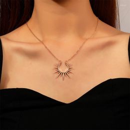 Decorative Flowers Gold Necklace For Women Sun Pendant Short Cactus Choker Chain Layering Star Handmade