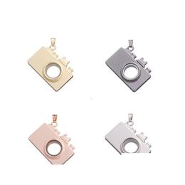 Pendant Necklaces 5Pcs Creative Travel Theme Camera Shaped Floating Memory Plain Glass Locket Necklace Living Jewellery Diypendant Dro Dhcbl