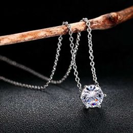 Top Quality Simple Six Cl Crystal Necklace Silver Colour Fashion Jewellery Nickel Free Pendant Crystal