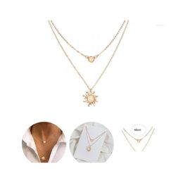 Pendant Necklaces Sunflower Elegant Electroplating Bright Luster Clavicle Chain For Mothers Day Drop Delivery Jewelry Pendants Dh3Sy