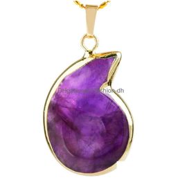 Pendant Necklaces Sunyik Natural Rock Quartz Stone Spiral Swirl Crystal Healing Reiki Charms Gold Color Jewelry For Women Drop Deliv Dhjni