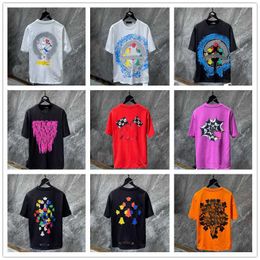 Buy Designers t Shirts Chromes Heart Mens T-shirts for Sale 2023 Top Embossed Letter Horseshoe Sanskrit Cross Pattern Tees Size S-xl 7TY0