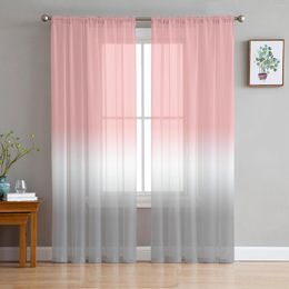 Curtain Pink White Grey Gradient Modern Tulle For Kitchen Living Room Bedroom Decor Fashion Print Home Sheer Drapes