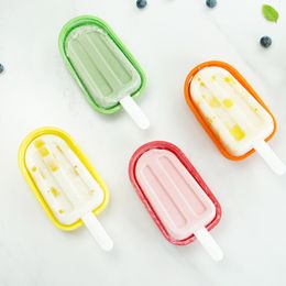 Silicone Ice Cream Mold Ice Cube Tray Popsicle Molds with Plastic Sticks Lids DIY Dessert Tools Ice Cream Tools Q92