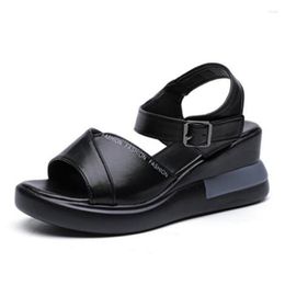 Sandals Summer Women British Style High Heels Platform Fish Mouth Cool Boots Wedges Buckle Shoes P424