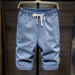 Men's Shorts Plus Size 5XL 6XL 7XL Men's Striped Short Jeans Summer Fashion Advanced Stretch Casual Denim Shorts Pants Male Brand 230519