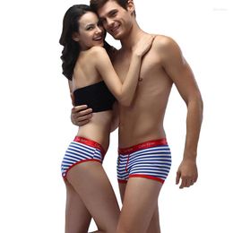 Underpants KWAN.Z Male Underwear Cueca Boxer Stripe Couple Men Ropa Interior Hombre Cuecas Navy Style