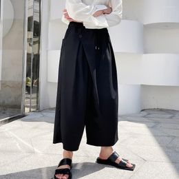 Men's Pants 2023Loose Waist Streetwear Casual Elastic Japan Harajuku Men's Black Kimono Skirts Oversize Menswear Vintage Trousers Male