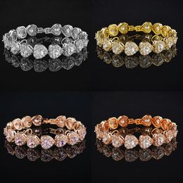 Chain 2023 Arrivals 18CM Luxury Heart Rose Gold Silver Colour Bracelet Bangle for Women Wedding Bride on Hand Gift Jewellery S5777 230518