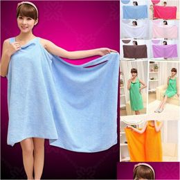 Bath Robe Solid Color Magic Towel Lady Girls Spa Shower Body Wrap Girl Wearable Bathrobes Skirt Drop Delivery Home Garden El Supplies Dhxmt