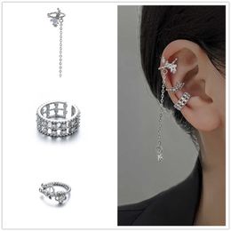 Charm Silver Colour Butterfly Star Tassel Clip Earrings for Women Creative Simple C Ear Cuff NonPiercing Ear Clip Trend Jewellery Gift AA230518