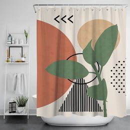 Shower Curtains Flower Plant Leaves Abstract Art Shower Curtain Fabric Waterproof Polyester Bathroom Accessor Bath Curtain Screen Decor Cortina 230518