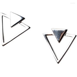 Stud Earrings 18K Gold 12mm 13mm REAL. 925 Sterling Silver Jewellery Double Triangle Geometric EAR Piercied C-E5222