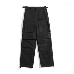 Men's Pants Multi-pockets Black Knee Detachable Straight Men's Cargo Retro Streetwear Wide Leg Solid Color Baggy Oversized Trousers